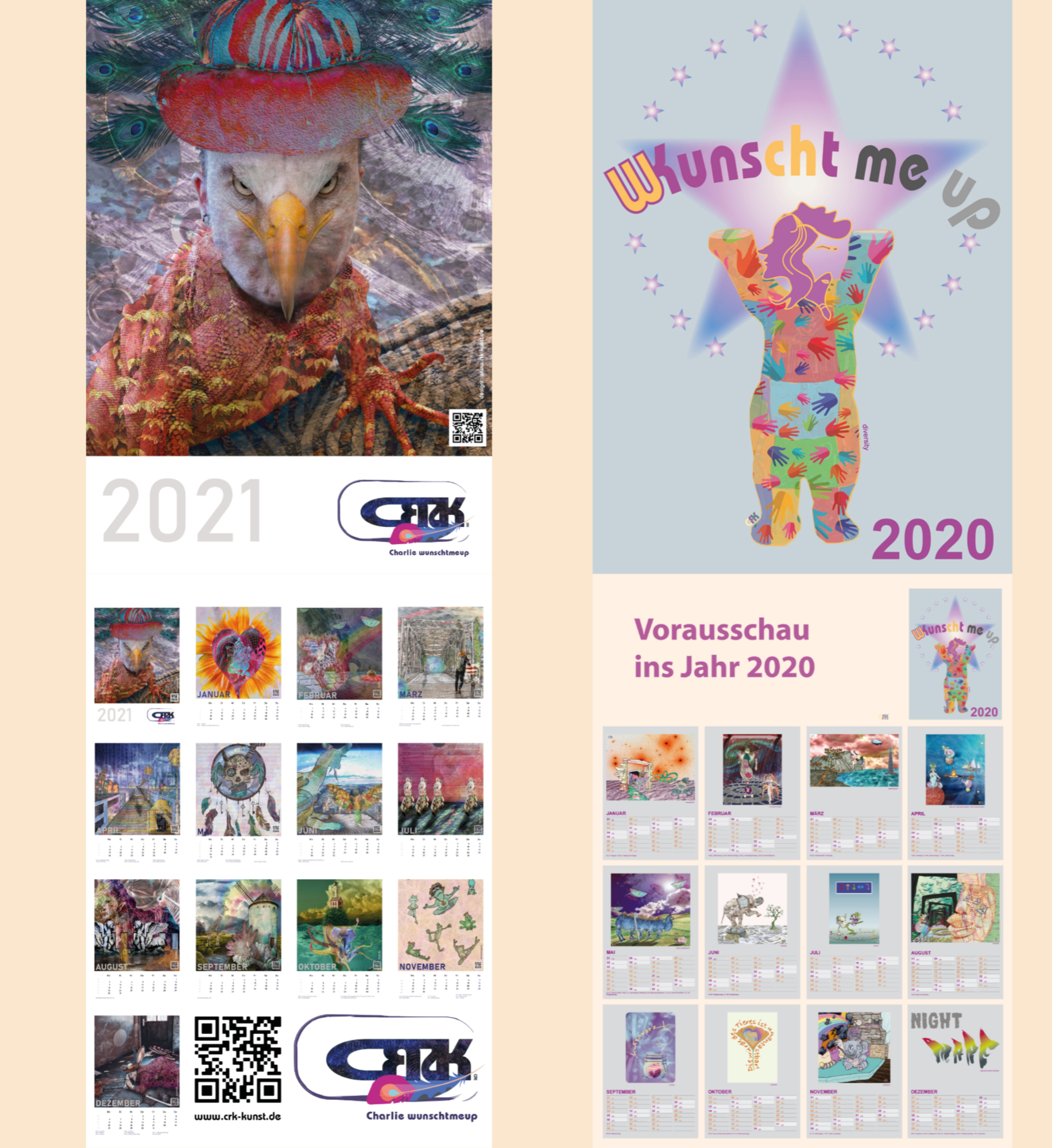 Kalendercover und Rückansicht aus den Jahren 2021 / 2020